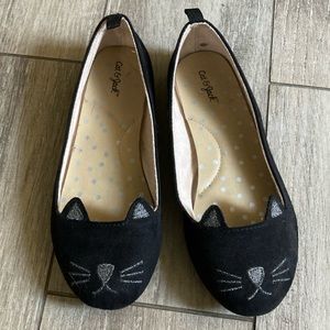 Black kitty cat ballet flats
